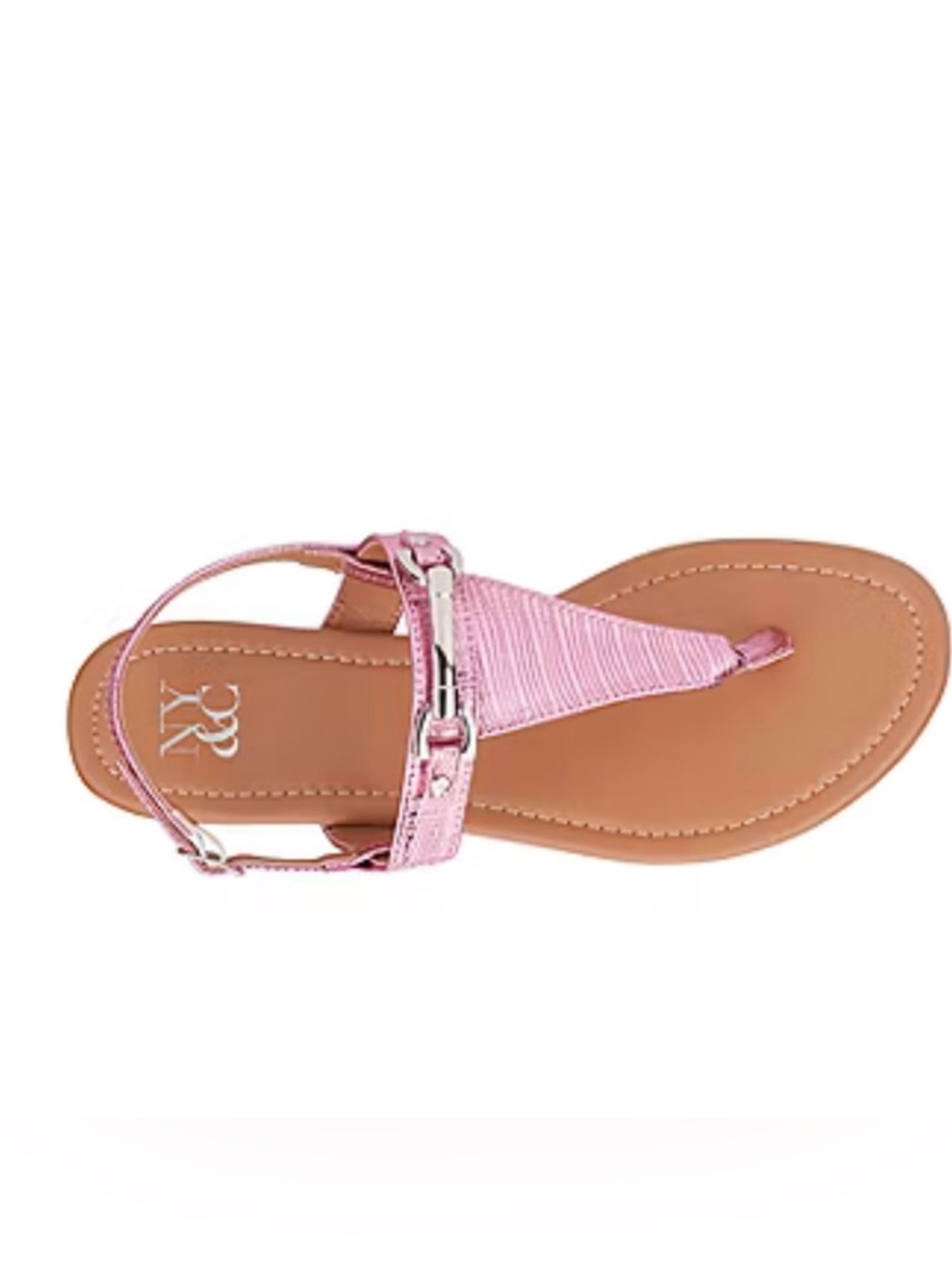 New York & Company Pink T-Strap Rhinestone Sandals